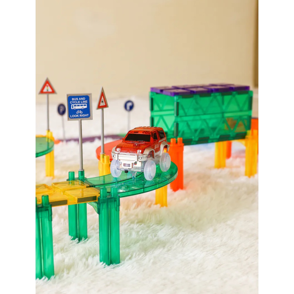 MNTL 磁力片 電動軌道車（魅力紅+勁速藍）-細節圖2