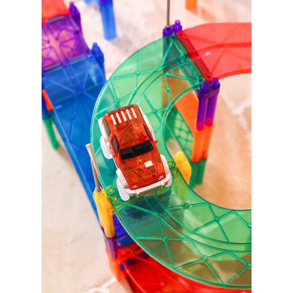 MNTL 磁力片 電動軌道車（魅力紅+勁速藍）-細節圖3