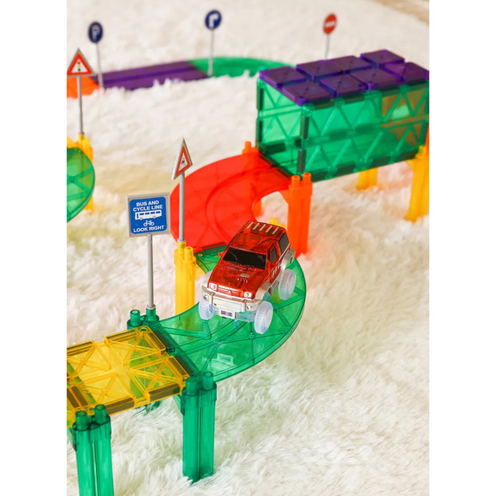 MNTL 磁力片 電動軌道車（魅力紅+勁速藍）-細節圖4