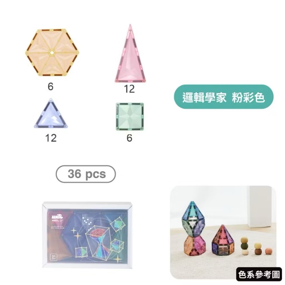 MNTL 磁力片 邏輯學家組合（36pcs)-規格圖6