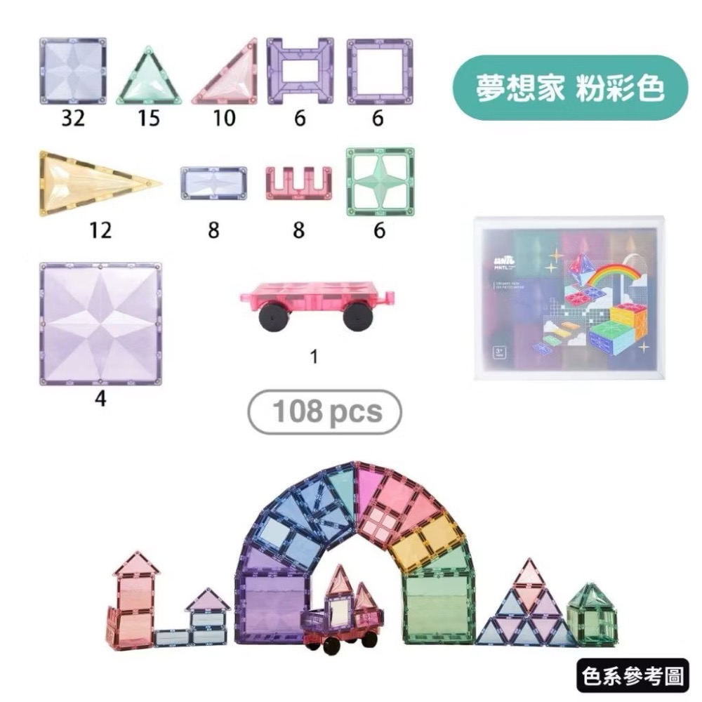 MNTL 磁力片 夢想家組合 (108pcs)-規格圖7