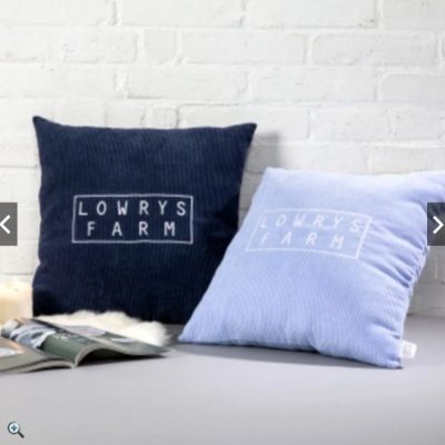 LOWRYS FARM湛藍色彩燈芯絨抱枕