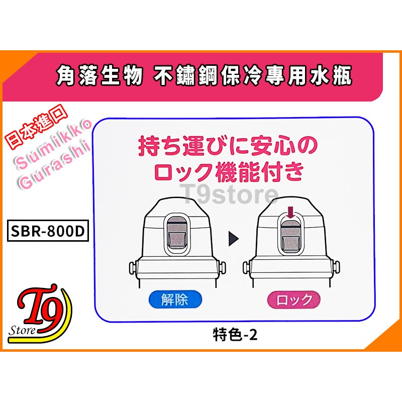 【T9store】日本進口 Sumikko Gurashi (角落生物) SBR-800D一觸式直飲不鏽鋼保冷專用水瓶-細節圖8