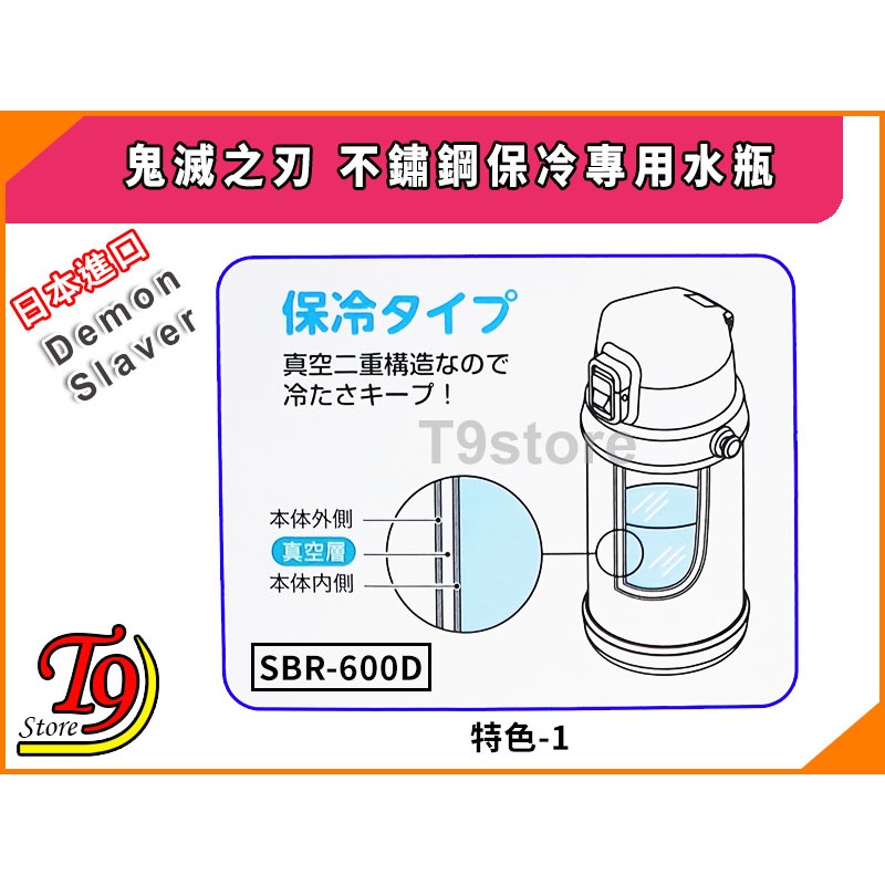 【T9store】日本進口 Demon Slaver (鬼滅之刃) SBR-600D一觸式直飲不鏽鋼保冷專用水瓶 水壺-細節圖7