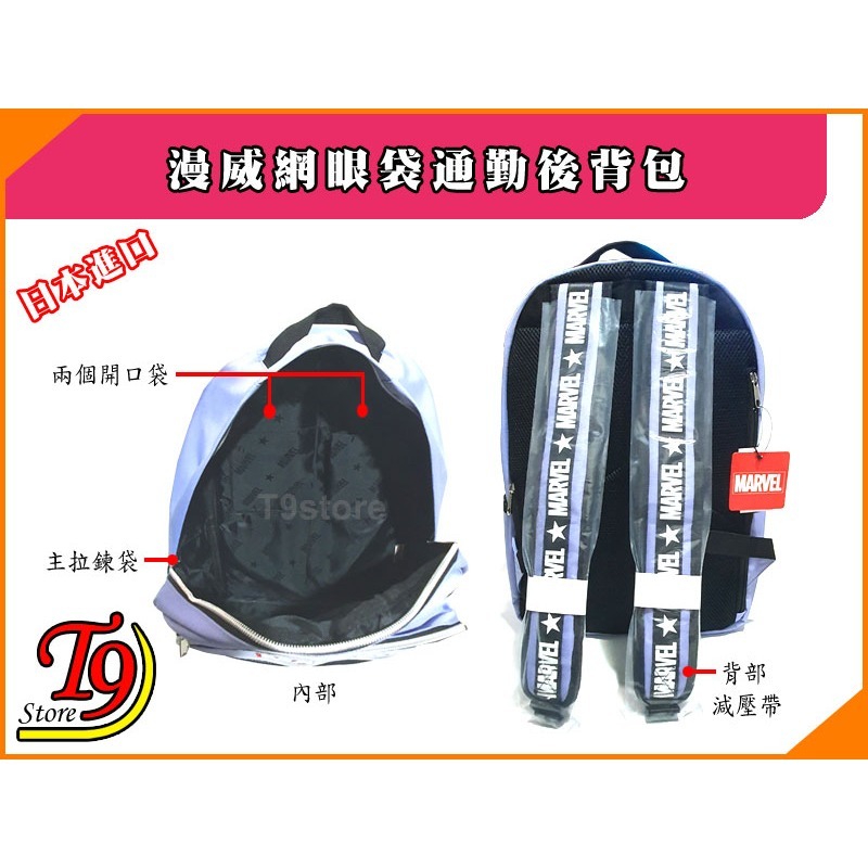 【T9store】日本進口 Marvel (漫威) 網眼袋後背包 旅行背包 通勤背包 休閒背包-細節圖4