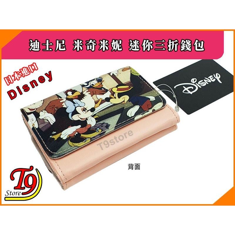 【T9store】日本進口 Disney (迪士尼) 米奇米妮 卡通圖案三折錢包 短皮夾錢包-細節圖4