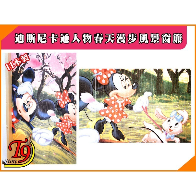 【T9store】日本製 Disney (迪士尼) 卡通人物春天漫步風景窗簾 門簾 壁畫(85x150cm)-細節圖3