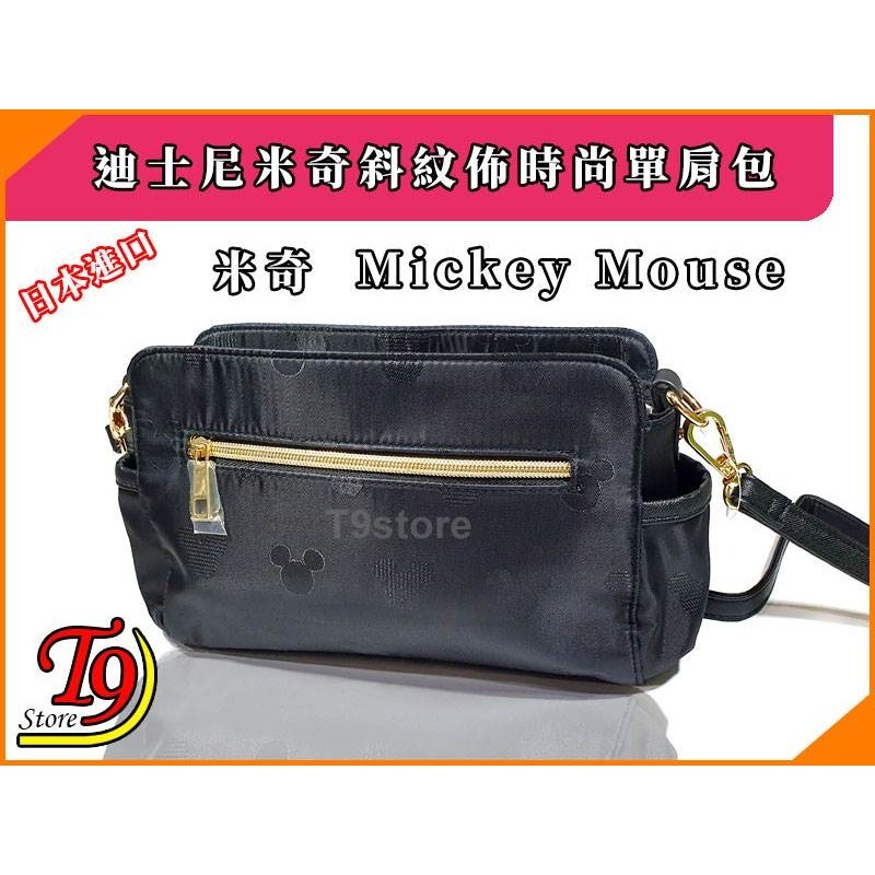 【T9store】日本進口 Disney (迪士尼) 米奇斜紋布女包 單肩包 側背包 通勤包 休閒包-細節圖5