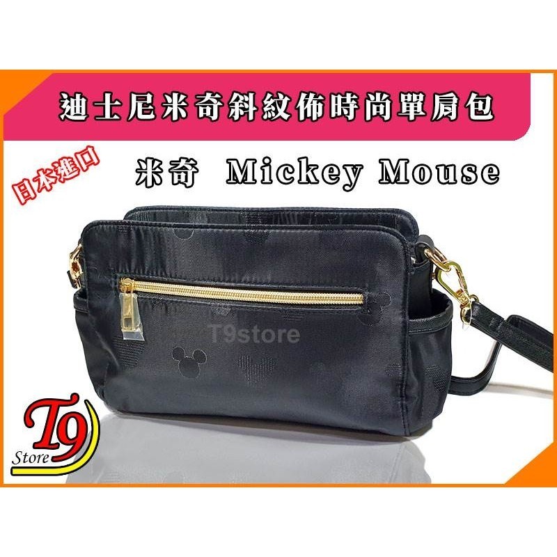 【T9store】日本進口 Disney (迪士尼) 米奇斜紋布女包 單肩包 側背包 通勤包 休閒包-細節圖5