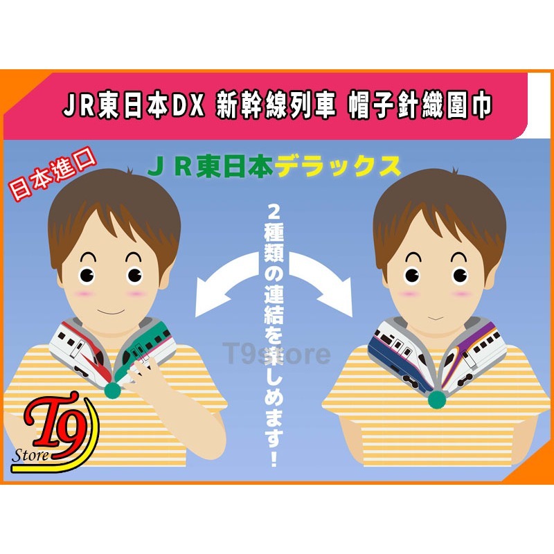 【T9store】日本進口 JR East Deluxe (JR東日本DX) 新幹線列車 帽子針織圍巾-細節圖9