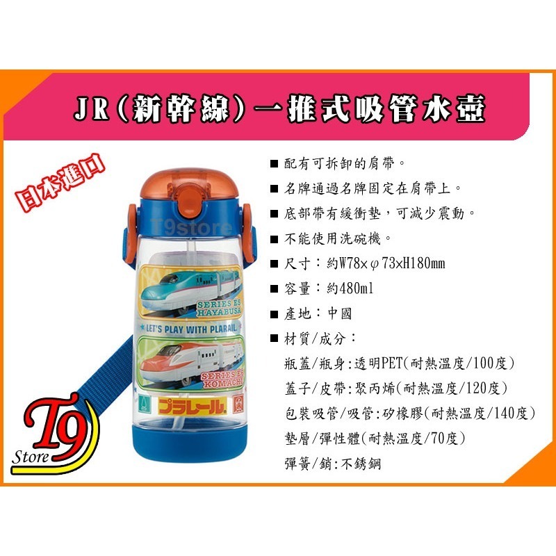 【T9store】日本進口 JR (新幹線) 一推式吸管透明水壺 水瓶 兒童水壺 (480ml)-細節圖4
