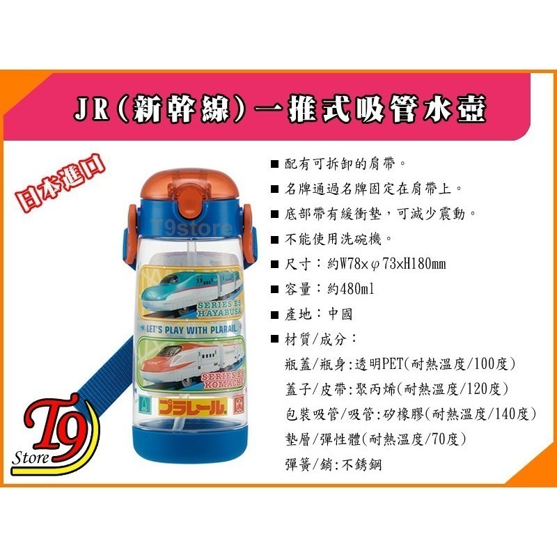【T9store】日本進口 JR (新幹線) 一推式吸管透明水壺 水瓶 兒童水壺 (480ml)-細節圖4