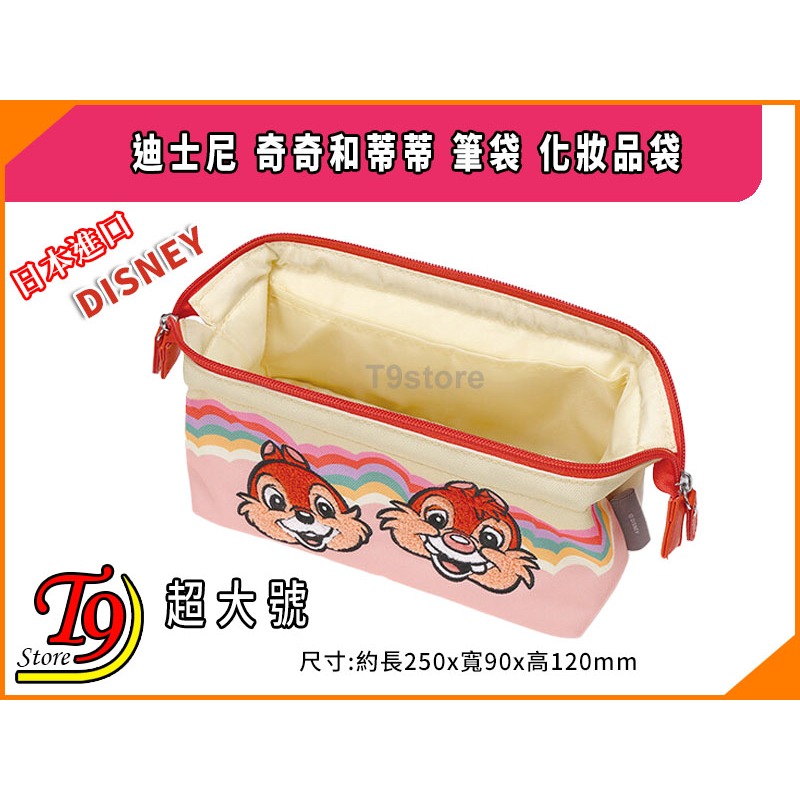 【T9store】日本進口 Disney (迪士尼) 奇奇和蒂蒂(A) 超大號筆袋 化妝品袋-細節圖5