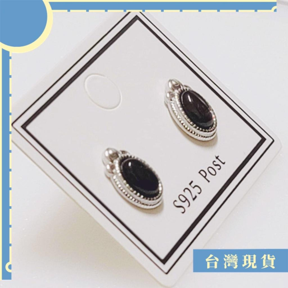 耳針_金運石蛋面耳針 復古耳針 金運石 925純銀-細節圖2