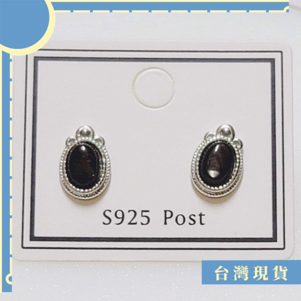 耳針_金運石蛋面耳針 復古耳針 金運石 925純銀-細節圖4