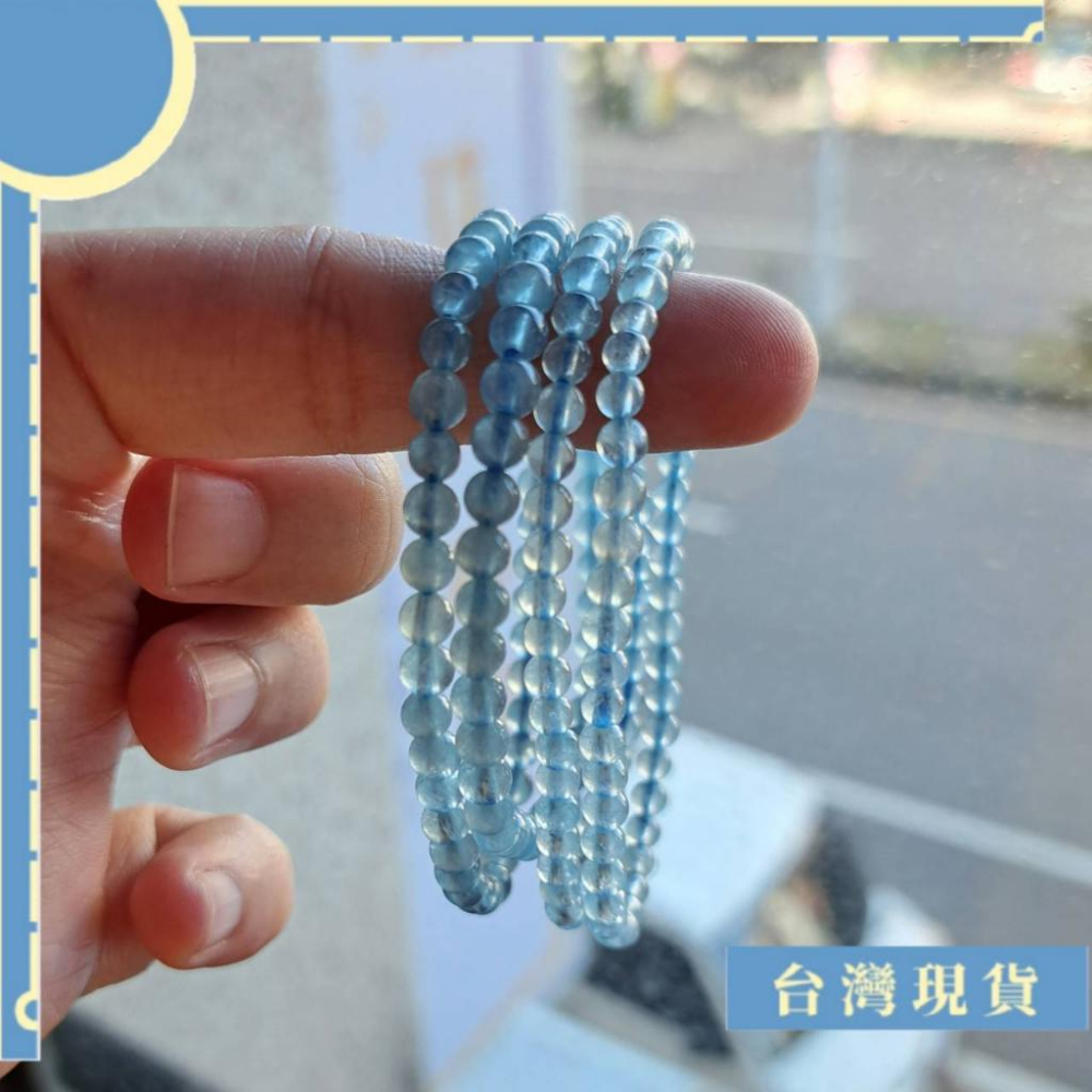 手珠_4-5A透料海藍寶手串 秀氣款 3.5-5mm 15圍 海藍寶 喉輪 溝通 鎮定 思考-細節圖3