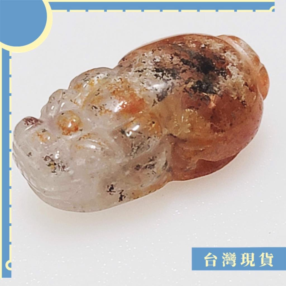 擺件_2401更 少見 橘紅彩幽靈貔貅 35*18*14mm 墜孔 可綁項鍊、掛件 或當擺件 彩幽靈 四季幽靈 招財-細節圖3