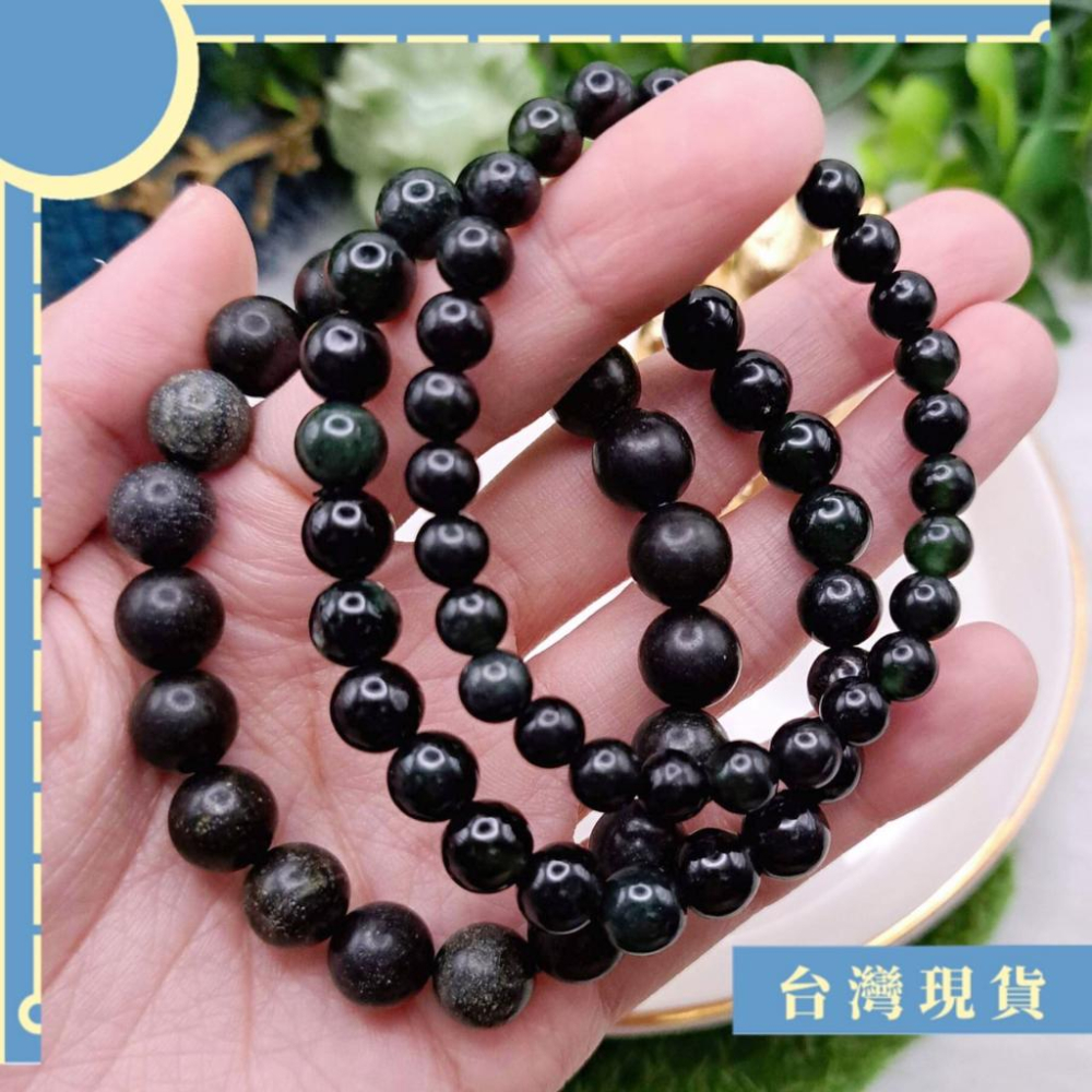 手珠_和闐墨玉手串 6-11mm 和田 藏玉 墨綠玉-細節圖3
