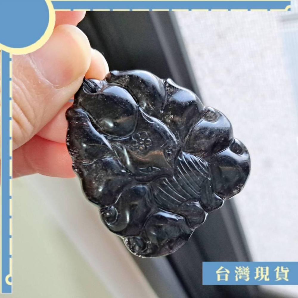 項鍊_2401更 滿料黑髮晶狐仙牌 4.8*4.5mm 項鍊 晶體乾淨 狐仙 綁繩 招財 避邪 化煞 防小人-細節圖2