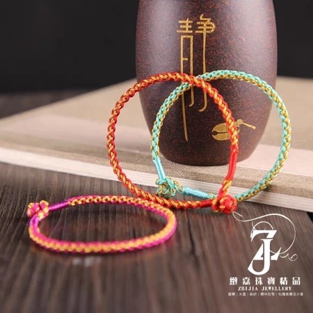 龍鱗結手繩 適合手圍14-16.5cm 龍年 開運 紅繩 黑繩 五彩繩 手繩 可穿大孔珠-細節圖2