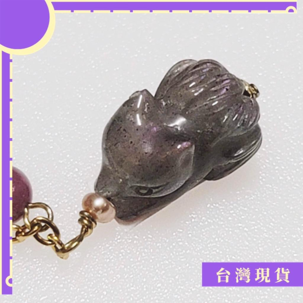 項鍊_小精品 稀有紫光拉長石趴趴狐仙項鍊 14k金 保色 碧璽佩珠 療育愛與活力-細節圖3