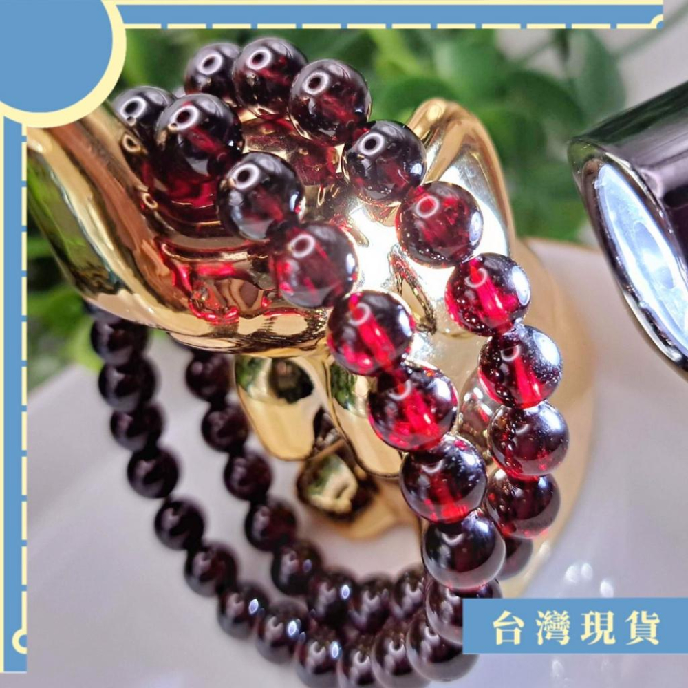 手珠_高品紅石榴石手珠 紫牙烏 酒紅色 內底清澈 鐵鋁榴 透紅 7.5mm+-細節圖5