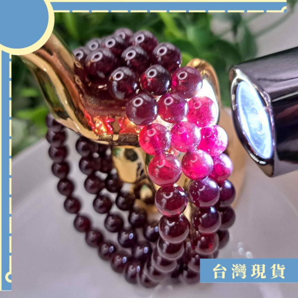 手珠_高品紅石榴石手珠 紫牙烏 酒紅色 內底清澈 鐵鋁榴 透紅 7.5mm+-細節圖6