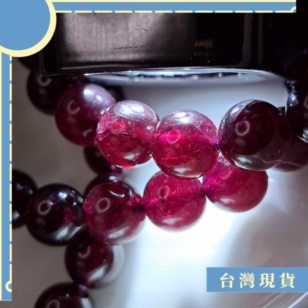 手珠_高品紅石榴石手珠 紫牙烏 酒紅色 內底清澈 鐵鋁榴 透紅 7.5mm+-細節圖9