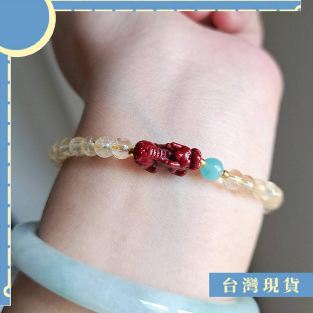 特調_好財運朱砂貔貅黃水晶設計款手串 4.8mm+ 招財 納福 幸運 創意 聚財 自信 避邪 化煞-細節圖2