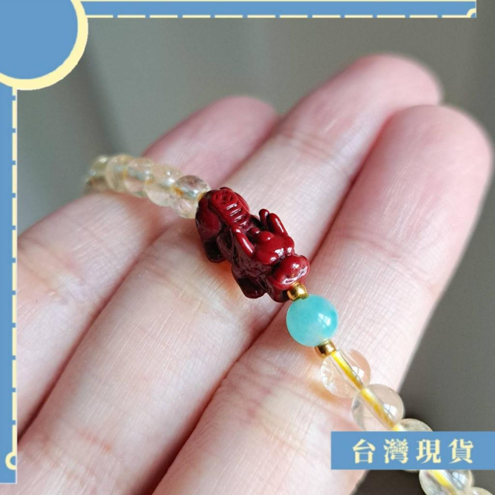 特調_好財運朱砂貔貅黃水晶設計款手串 4.8mm+ 招財 納福 幸運 創意 聚財 自信 避邪 化煞-細節圖3
