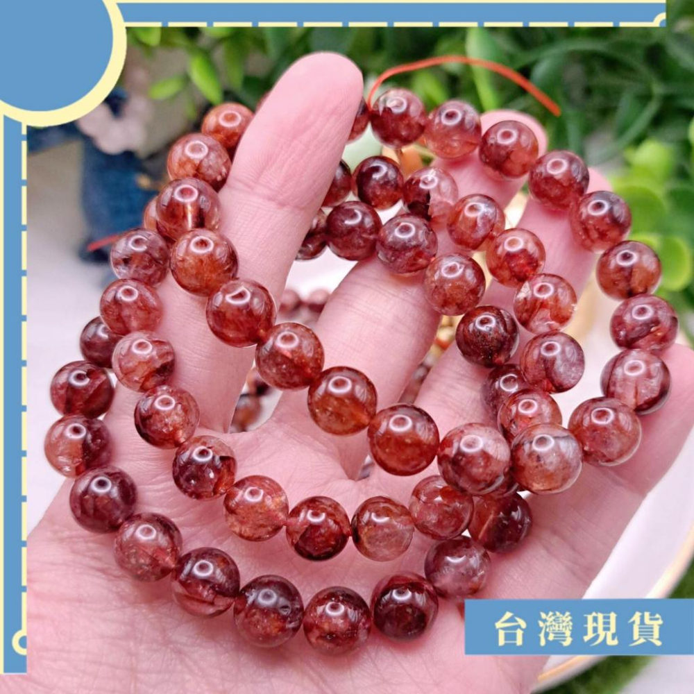 手珠_稀有 牛血紅膠花 8.5-10mm+ 開運 貴人 事業 招財 膠花水晶 接近滿肉 高CP-細節圖3