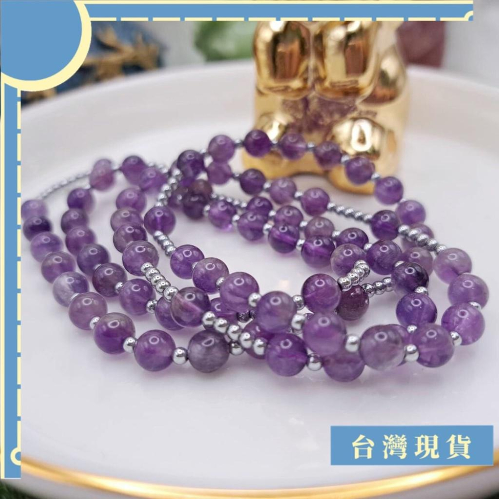 項鍊_紫晶長項鍊 6mm+ 招貴人 集中注意力 紫水晶 可當靈擺練-細節圖2