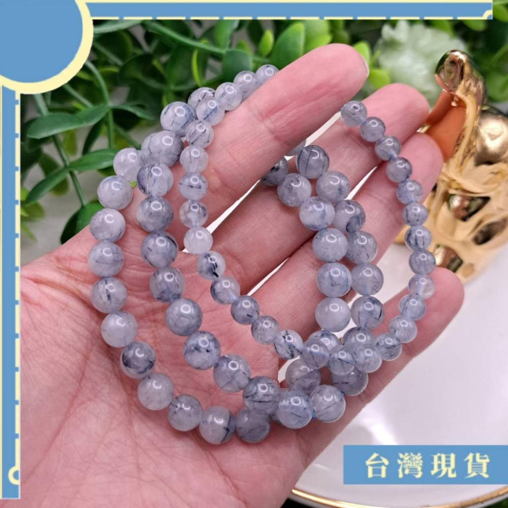 手珠_稀有藍線石手珠 4.8-8mm 普通料 cp高 藍絨晶 說服力 創意力-細節圖4