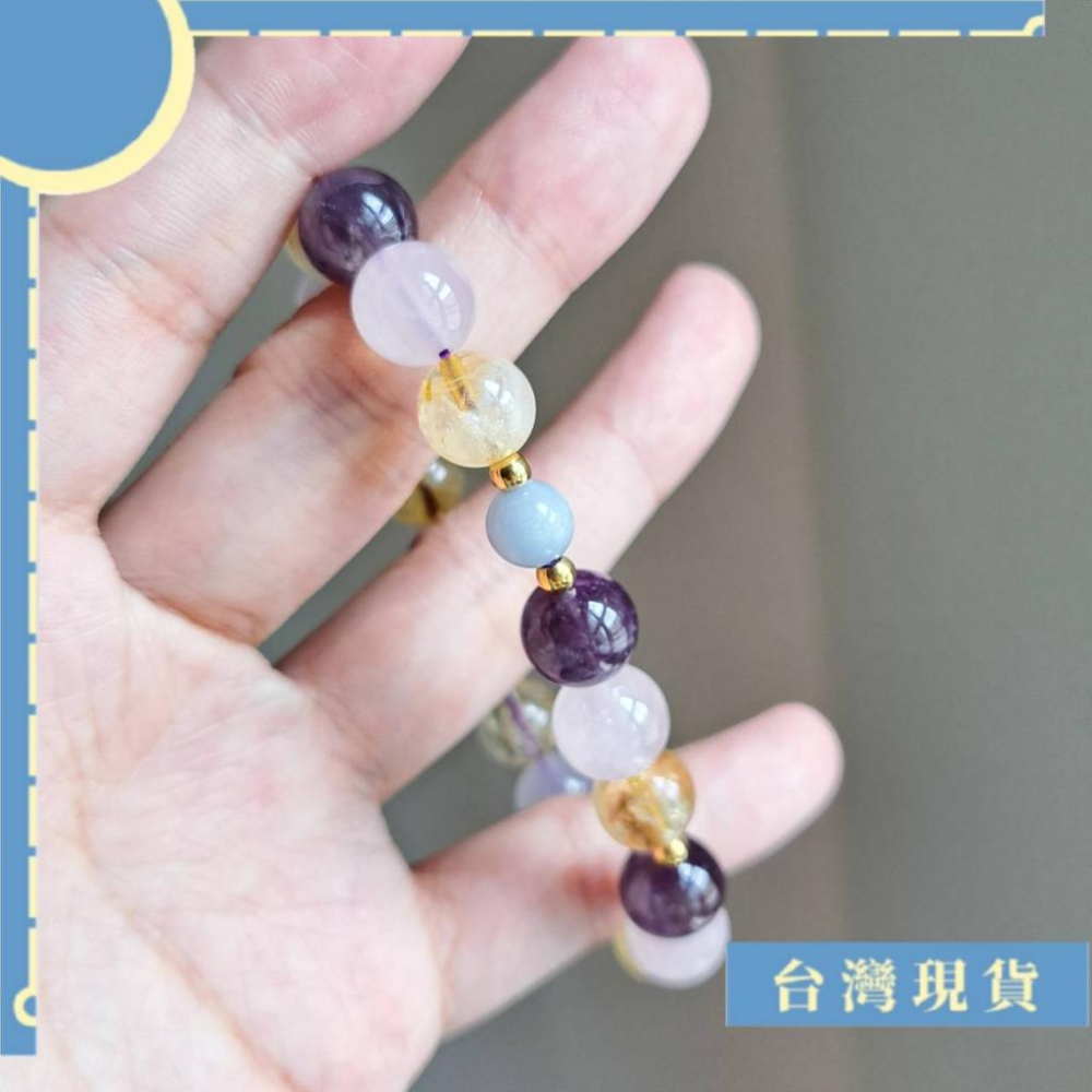 特調_三款愛自己特調水晶設計款手串 10mm+ 紫晶 煙晶 天河石 拉力瑪 黃水晶 粉晶 適合大手手女生 改為請聊聊-細節圖5