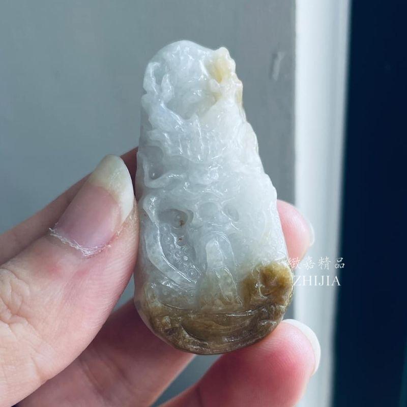 翡翠 帶證 神龍護主 龍牌 小龍牌 天然緬甸A貨 白底黃皮 護主 項鍊 掛繩 墜 保A 台灣 現貨 保平安 守護 直播-細節圖5