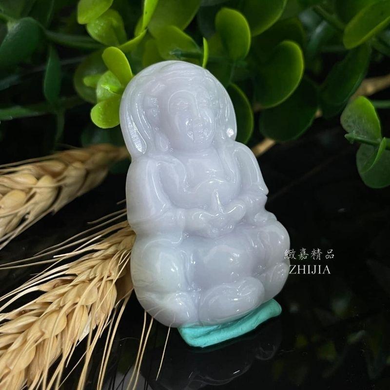翡翠 帶證 緬甸玉 細糯紫厚裝寶瓶觀音 玉牌 墜 正裝 厚 實拍 現貨 項鍊 掛繩 保A 紫翡 直播 男女皆宜 發票-細節圖2
