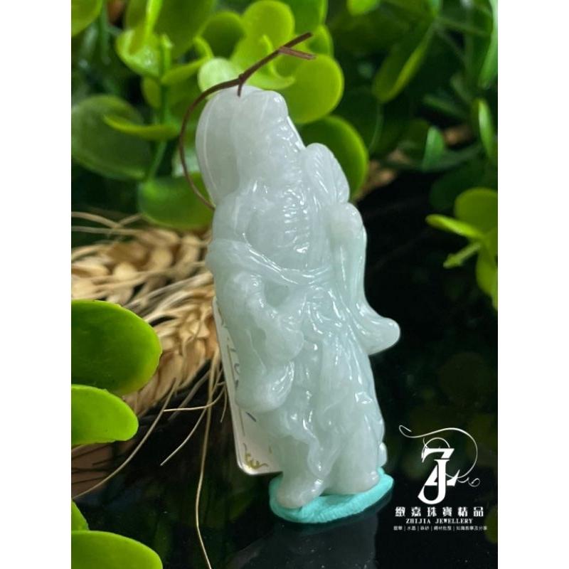 翡翠 帶證 芙蓉綠 濟公 禪師 活佛 玉墜 立體雕 項鍊 緬甸玉 玉牌 日光 糯 果綠 淡綠 實拍 保A 直播 現貨-細節圖3