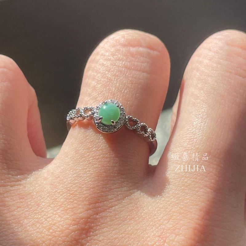 翡翠 帶證 s925銀 愛心排戒 可調節 威料 緬料 活動 圍 戒指 飾品 銀鑲 銀色 輕寶石 日光 愛心  保A 直播-細節圖2