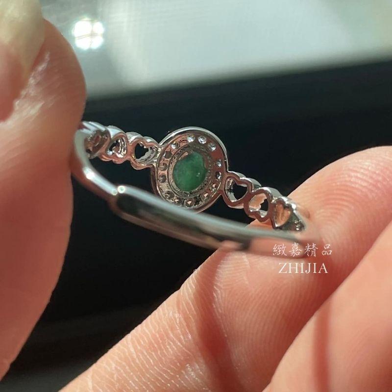 翡翠 帶證 s925銀 愛心排戒 可調節 威料 緬料 活動 圍 戒指 飾品 銀鑲 銀色 輕寶石 日光 愛心  保A 直播-細節圖6