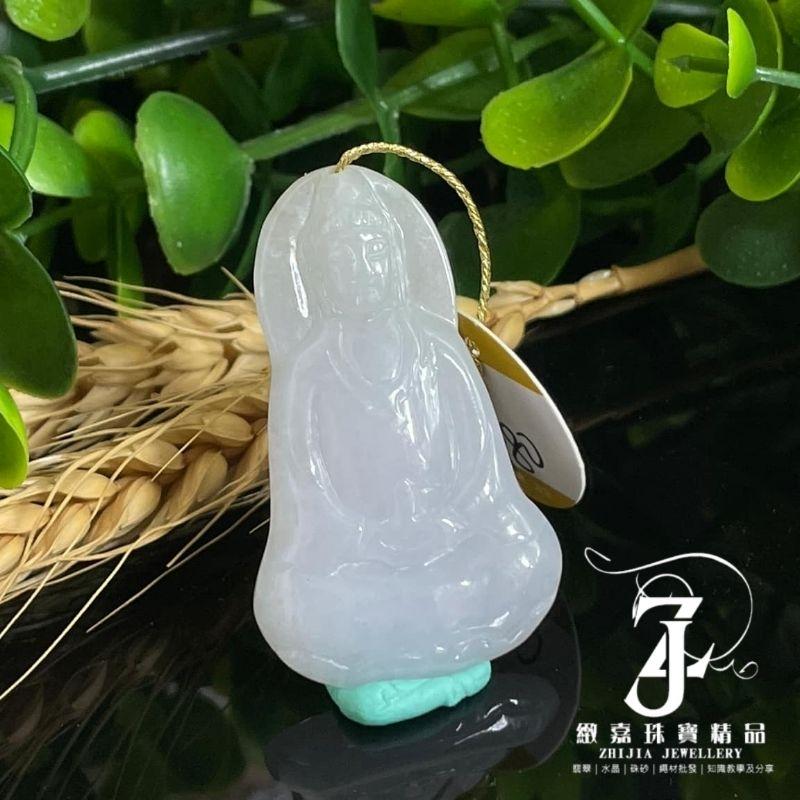 翡翠 帶證 糯冰素衣 紫 寶瓶觀音 保A 平安 平安 素衣觀音 坐姿寶瓶 觀音像 觀音牌 項鍊 緬甸 素雅 乾淨 現貨-細節圖4