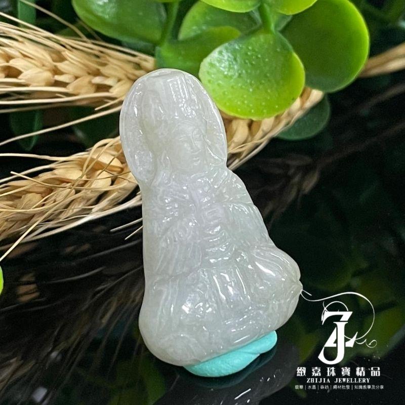翡翠 帶證 淺黃帶綠 磨砂 坐姿媽祖 天上聖母 平安 健康 天后 信仰 神 天然 現貨 保A 自然光 考試 事業 業績-細節圖2