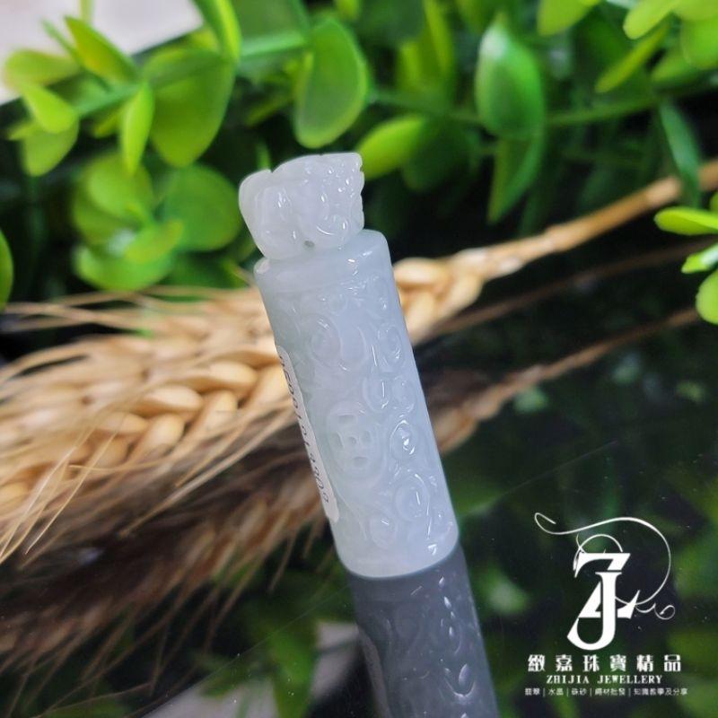 翡翠 帶證 現貨保A 貔貅龍鳳仿古雕 吊墜 有錢花 祥瑞 自然光 天然 緬甸玉 緬甸翡翠 印章 雙面雕 招財 瑞獸 直播-細節圖2