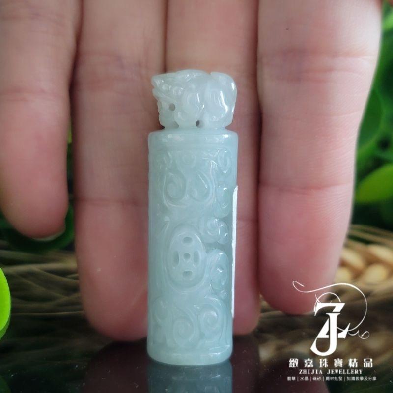 翡翠 帶證 現貨保A 貔貅龍鳳仿古雕 吊墜 有錢花 祥瑞 自然光 天然 緬甸玉 緬甸翡翠 印章 雙面雕 招財 瑞獸 直播-細節圖4