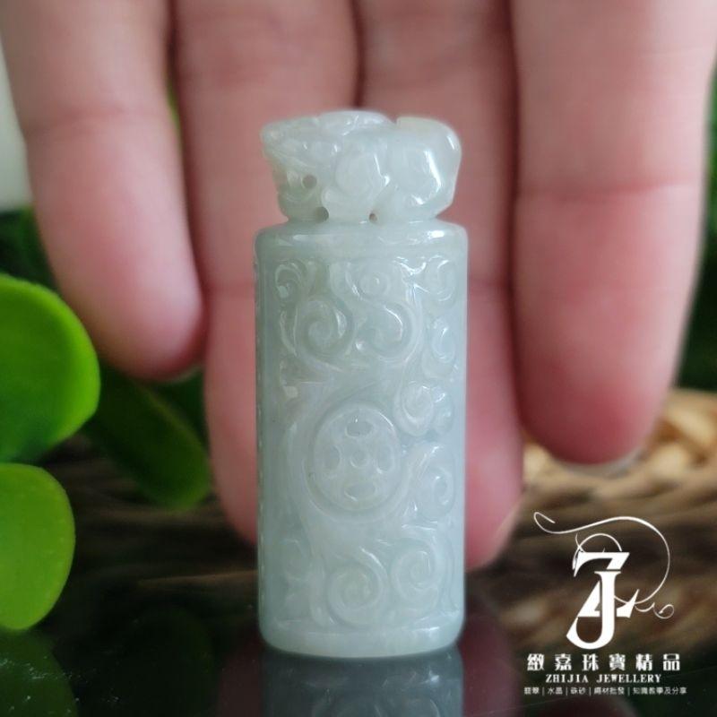 翡翠 帶證 現貨保A 貔貅龍鳳仿古雕 吊墜 有錢花 祥瑞 自然光 天然 緬甸玉 緬甸翡翠 印章 雙面雕 招財 瑞獸 直播-細節圖5