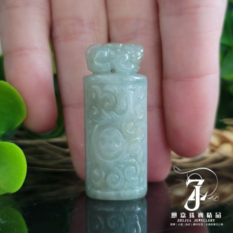 翡翠 帶證 現貨保A 貔貅龍鳳仿古雕 吊墜 有錢花 祥瑞 自然光 天然 緬甸玉 緬甸翡翠 印章 雙面雕 招財 瑞獸 直播-細節圖6