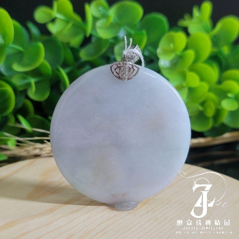 翡翠 有證 現貨 天然保A 冰紫 三彩 圓無事牌 飄黃 春彩 s925銀釦 鑲嵌 天然玉石 緬甸玉 直播-細節圖2