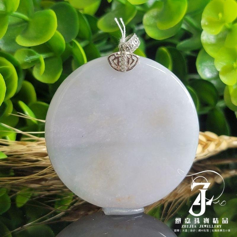 翡翠 有證 現貨 天然保A 冰紫 三彩 圓無事牌 飄黃 春彩 s925銀釦 鑲嵌 天然玉石 緬甸玉 直播-細節圖4