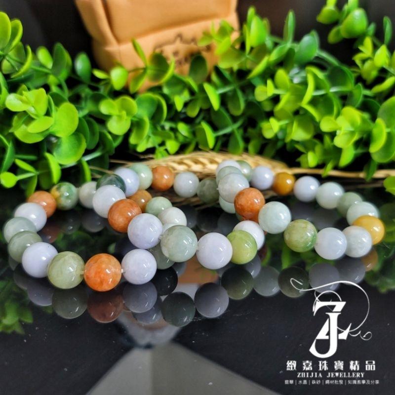翡翠 手珠 天然緬甸玉 三彩手珠 13.2~13.8mm 現貨保A 大咪 多寶 手串 黃翡 紫翡 綠手珠 直播 證-細節圖2