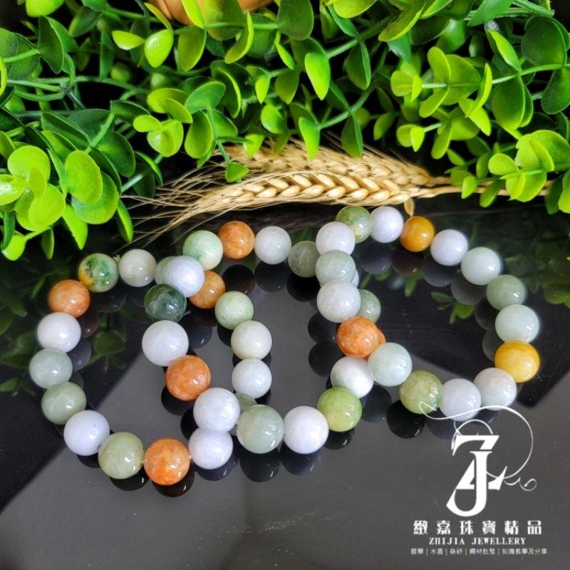 翡翠 手珠 天然緬甸玉 三彩手珠 13.2~13.8mm 現貨保A 大咪 多寶 手串 黃翡 紫翡 綠手珠 直播 證-細節圖6