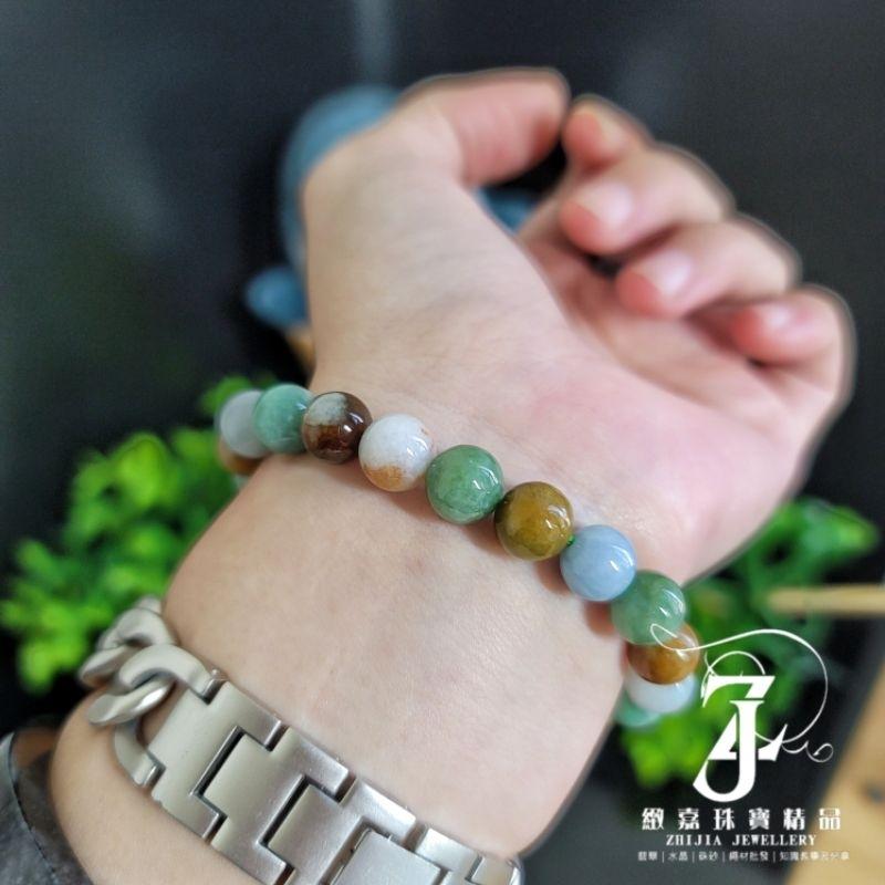 翡翠 手珠 緬甸玉 多寶手串 9m 16圍 現貨保A 證 天然 福祿壽喜 三彩 四喜 直播-細節圖2